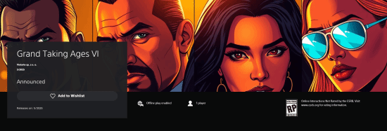 你再不发售我就先上了！另一款“GTA6”登录PS商店
