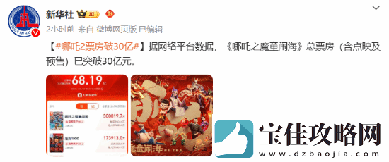 哪吒2票房破30亿！河南一影院一天排了88场