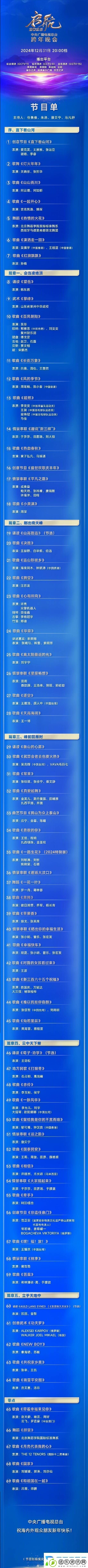 明星大咖云集！央视跨年晚会节目单公布